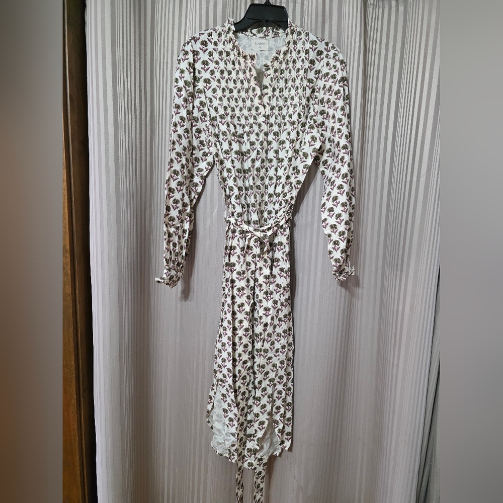SONMER Elegant Floral Print Long Sleeve Dress. NWOT